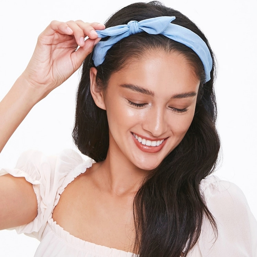 Denim color bow headband